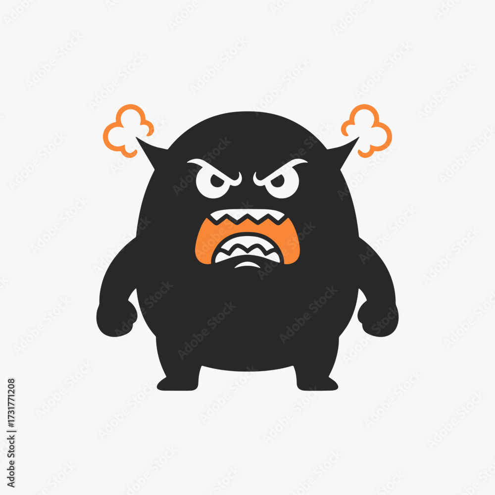 Fototapeta premium The expression of anger in the flat design concept of a cartoon character.
