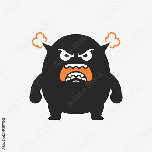The expression of anger in the flat design concept of a cartoon character.