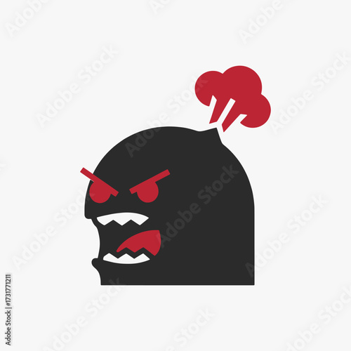 The expression of anger in the flat design concept of a cartoon character.