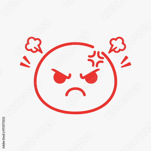 The expression of anger in the flat design concept of a cartoon character.