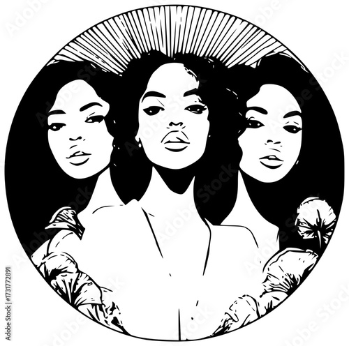 Logo of beauty girls with full lips and black hair