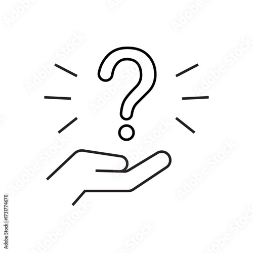 question. to ask questions. icons. look for answers to questions. frequently asked questions. icon with questions. banner. advertisement. black lines.