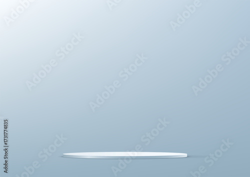 Abstract 3D White cylinder pedestal podium background on Gray and White wall scene space for product display presentation, Stage showcase. Vector illustration.
