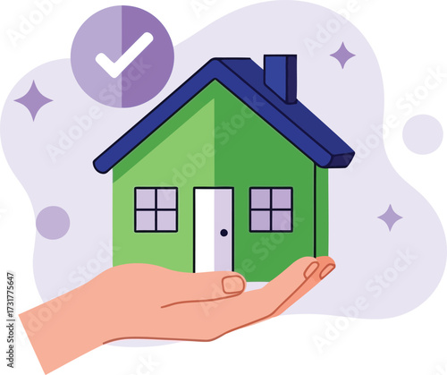 Home insurance concept with house in hand isolated on white background