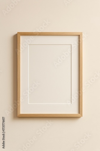 Wooden Frame Mockup on Beige Wall