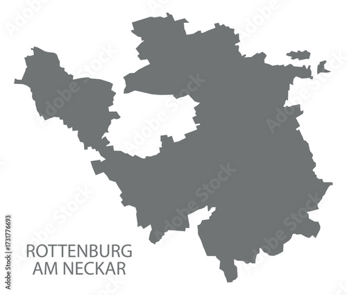 Rottenburg am Neckar city map with boroughs grey illustration silhouette shape