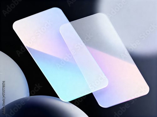Overlapping Frosted Glass Panels with Pastel Gradients (Glassmorphism)