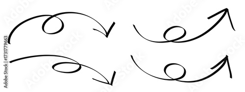 黒いペンで描かれかわいい矢印のセット