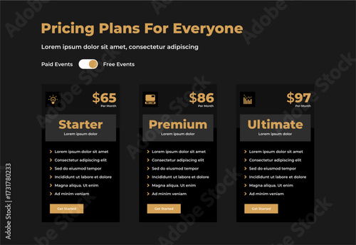plan pricing table template design