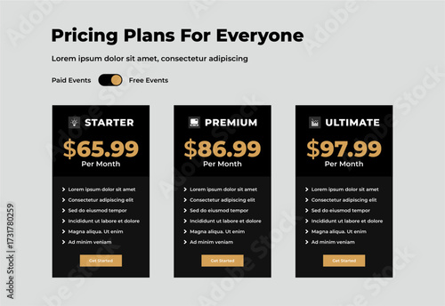 plan pricing table template design