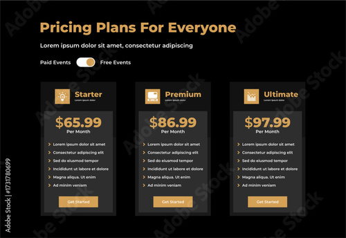 plan pricing table template design