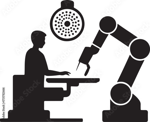 Medical Robotic Surgery Vector Silhouette Surgical Assistant Technology Operation Doctor