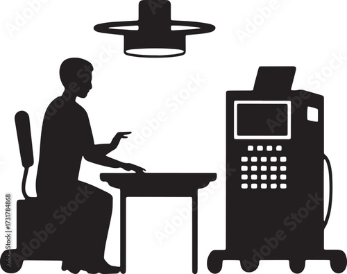 Silhouette of Surgeon with Machine