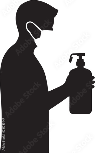 Silhouette Sanitizer Bottle Dispenser Healthcare Hygiene Personal Protective Equipment