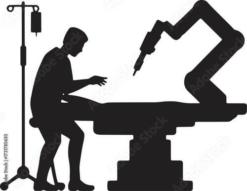 Surgery Room Silhouette Patient Robot Doctor Operation Health Medicine Technology