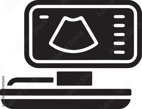 Ultrasound Silhouette Vector Diagnostics Clinic Equipment Scanning Screen Healthcare