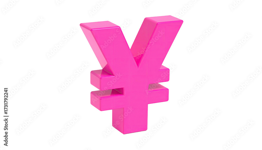 Obraz premium A 3D pink currency symbol floating against a black background