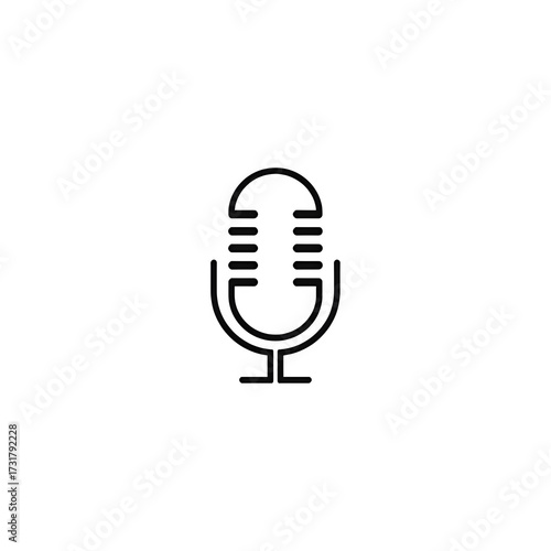 Outline Silhouette of Podcast Play Symbol with Wave