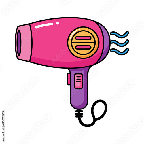 Stylish Pink Hair Dryer Illustration A Modern Pop Art Design for Haircare Needs