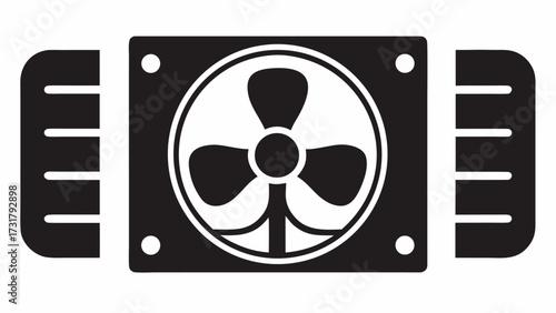 Cooling fan icon symbolizing airflow and ventilation for technology, HVAC, and industrial applications, representing circulation and air movement.