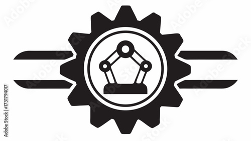 Modern industrial robot arm icon symbolizing automation and advanced manufacturing innovation in technology
