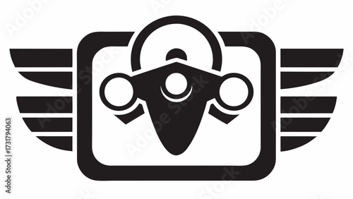 Bold emblem featuring stylized wings cradling a modern steering wheel symbol conveying speed, freedom, and adventure
