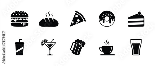 Food and Drink Icon Set. Vector Illustration