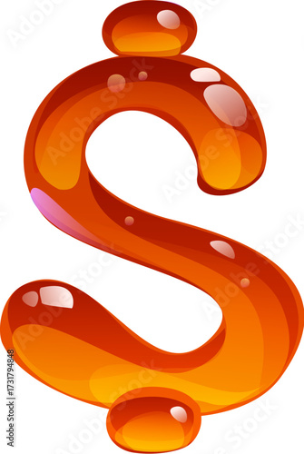 Honey font, fresh honey line punctuation dollar currency sign. Apiary kids ABC type punctuation mark, honey bee harvest vector typeset element. Sweet honey farming English alphabet typeface sign