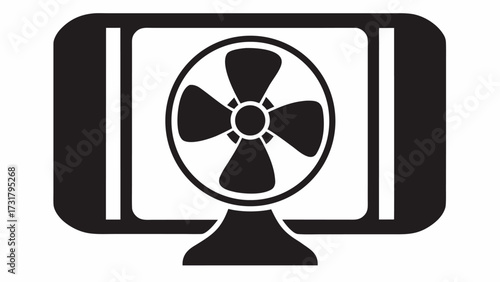 Modern fan icon for cooling and ventilation concepts, clean design representing air movement and comfort.