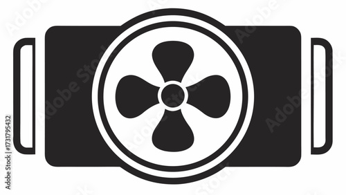 Modern ventilation fan icon symbolizing airflow and cooling systems for industrial or home use