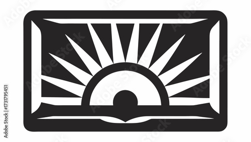 Bold rising sun emblem radiating powerful energy and new beginnings, symbolizing hope and progress