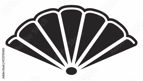 Elegant black fan graphic, a symbol of sophisticated style, tradition, and refreshing movement, perfect for design projects.