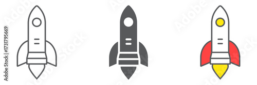 Startup icon, business and strategy, rocket launch sign, vector graphics, a linear pattern on a white background, eps 10.
