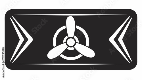 Bold stylized propeller icon symbolizing aviation, travel, and engineering innovation for modern designs.