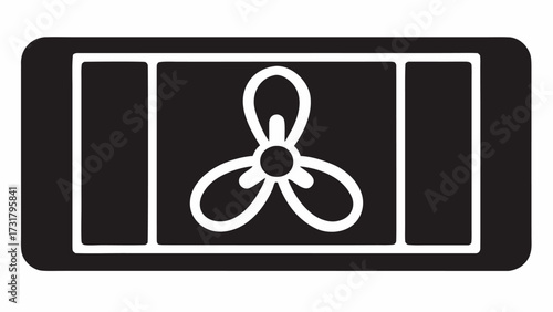 Modern ventilation fan icon representing airflow and cooling systems for industrial or home use, symbolizing fresh air and climate control solutions.