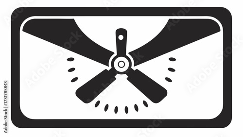 Modern ceiling fan icon symbolizing cool air circulation and ventilation for home comfort and energy efficiency