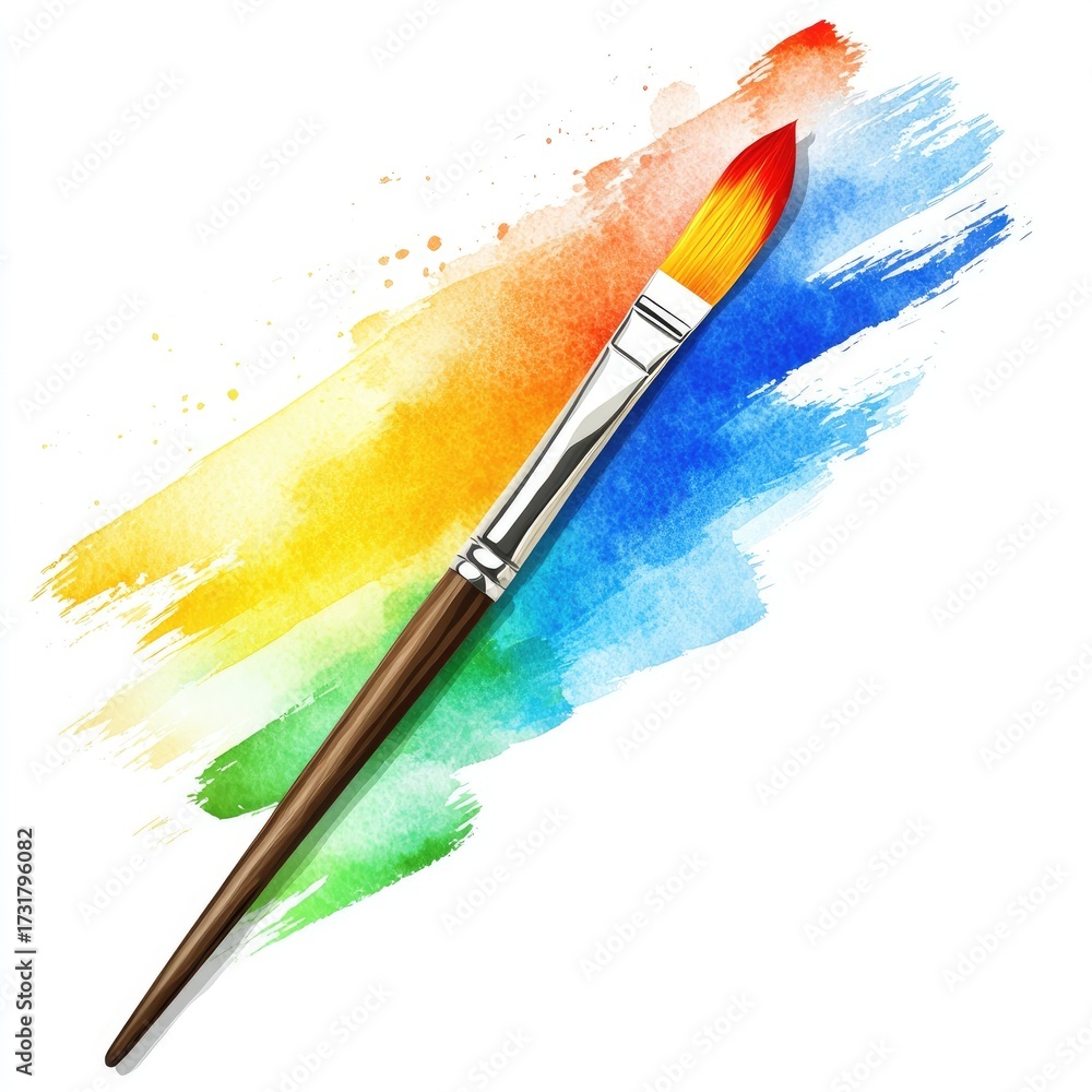Fototapeta premium Watercolor paintbrush stroke, vibrant colors