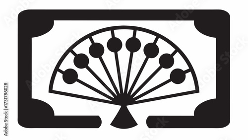 Elegant oriental fan icon perfect for fashion, culture, or design projects, providing a touch of sophistication and classic appeal with clean lines.