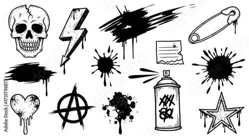 Vintage Italian travel stamps and elements vector illustration, white background