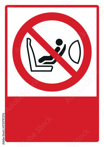 prohibition_safety signs_version 2_child seat installation prohibited_your custom message here_portrait_size a4/a3/a2/a1	 
