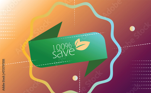 Gradient colors sales tags and labels. Natural foods fresh products banner. vector badges stock illustration