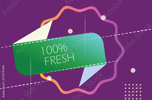 Gradient colors sales tags and labels. Natural foods fresh products banner. vector badges stock illustration