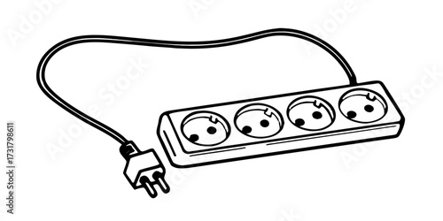 Electrical outlet power strip extension cord socket plug adapter electricity current voltage supply device