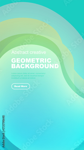 Abstract geometric background. Turquoise, green hues blend smoothly. Text invites further exploration. Modern design elements present.