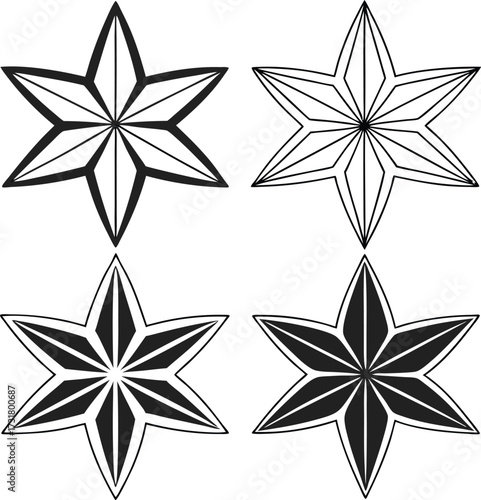 Six-Pointed Islamic Star Geometric Ornament Set