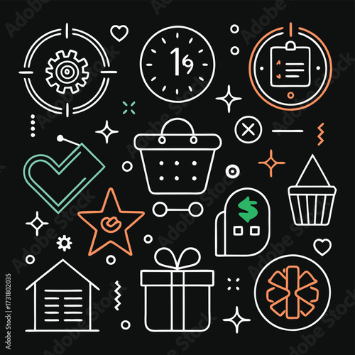 Target marketing with gear and clock for gift