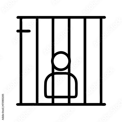 Person sitting behind bars in a prison cell illustration  
