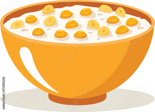 A simple vector illustration of a bowl of cereal. A concept for a healthy and quick breakfast meal. Generative AI