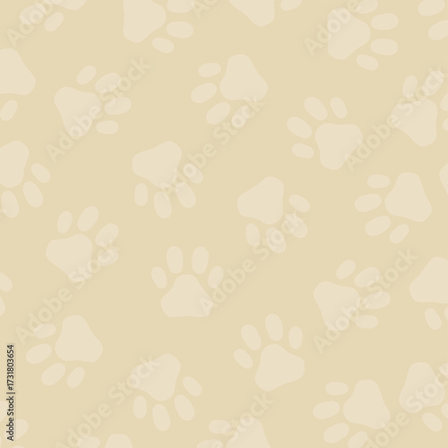 Seamless Paw Print Pattern for Pets and Animals. Minimalist vector texture with seamless paw prints. Great for dog and cat themes, digital design, patterns for textiles, gift wrapping, and branding