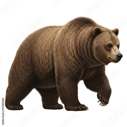 Wallpaper Mural Big Bear Angled Side View Walking, Isolated on White Background png Torontodigital.ca